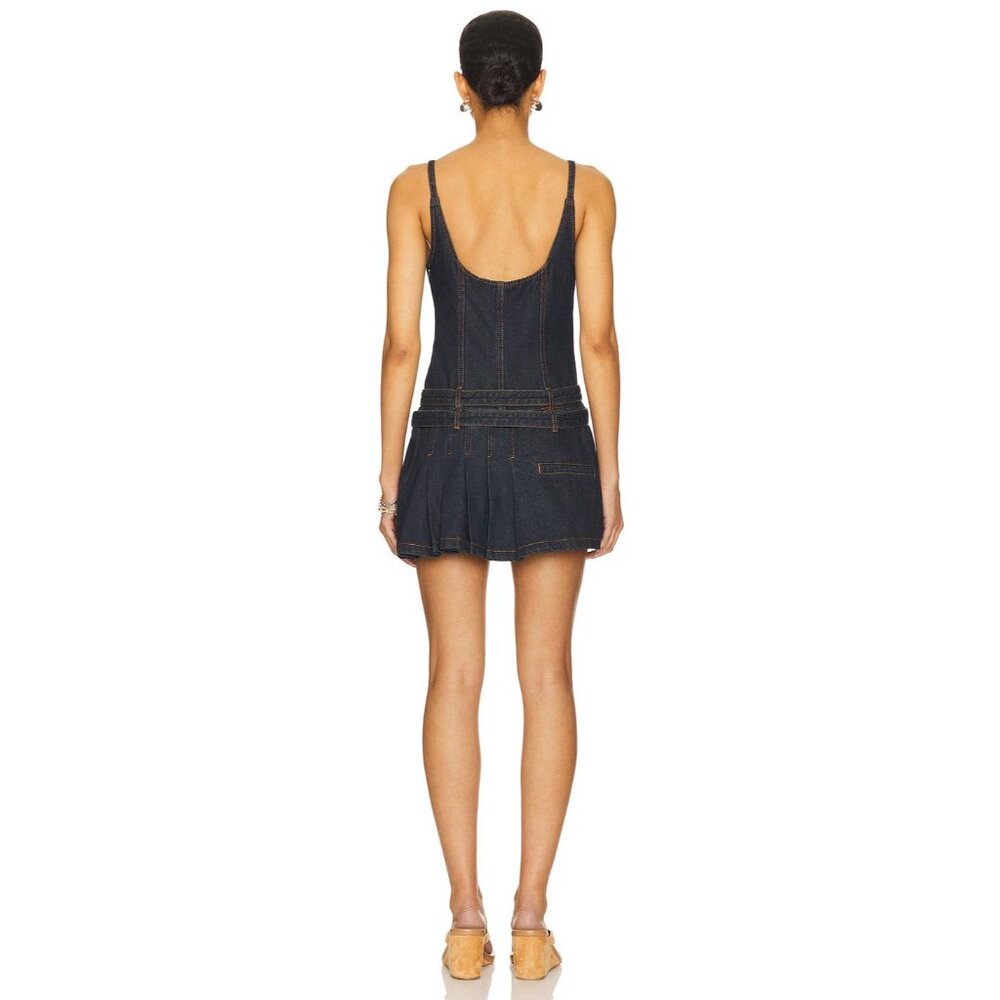 LIONESS x REVOLVE Biker Mini Dress in Indigo Blue Denim - Picture 3 of 3